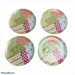Taste Setter Patchwork Snack Plates Lot of 4 Dishes Multicolored Beach Party 9”